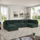 Henredon Murphy Green 6 Piece Modular Fabric Sofa