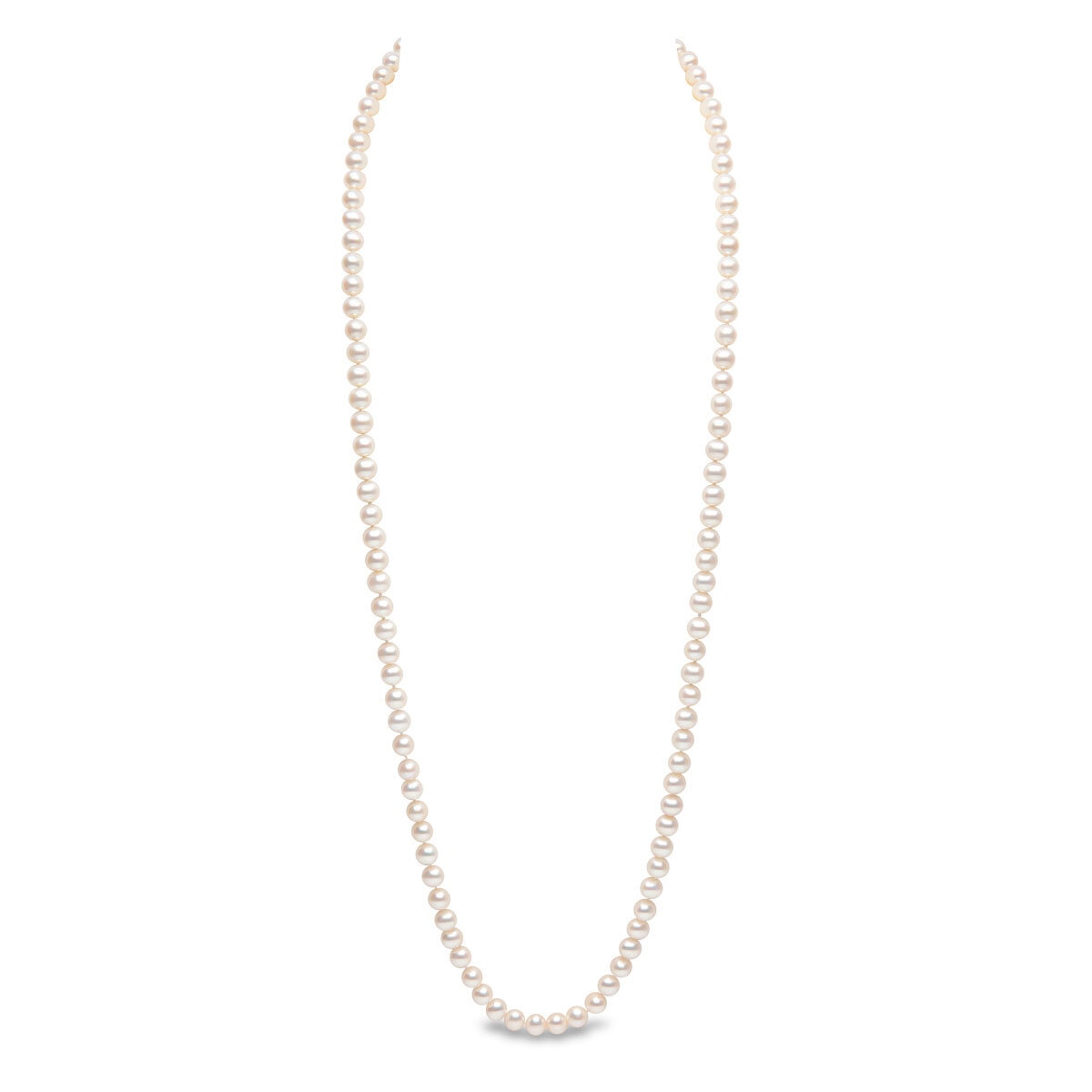 7 7.5mm Cultured Freshwater White Pearl Necklace 18ct Ye