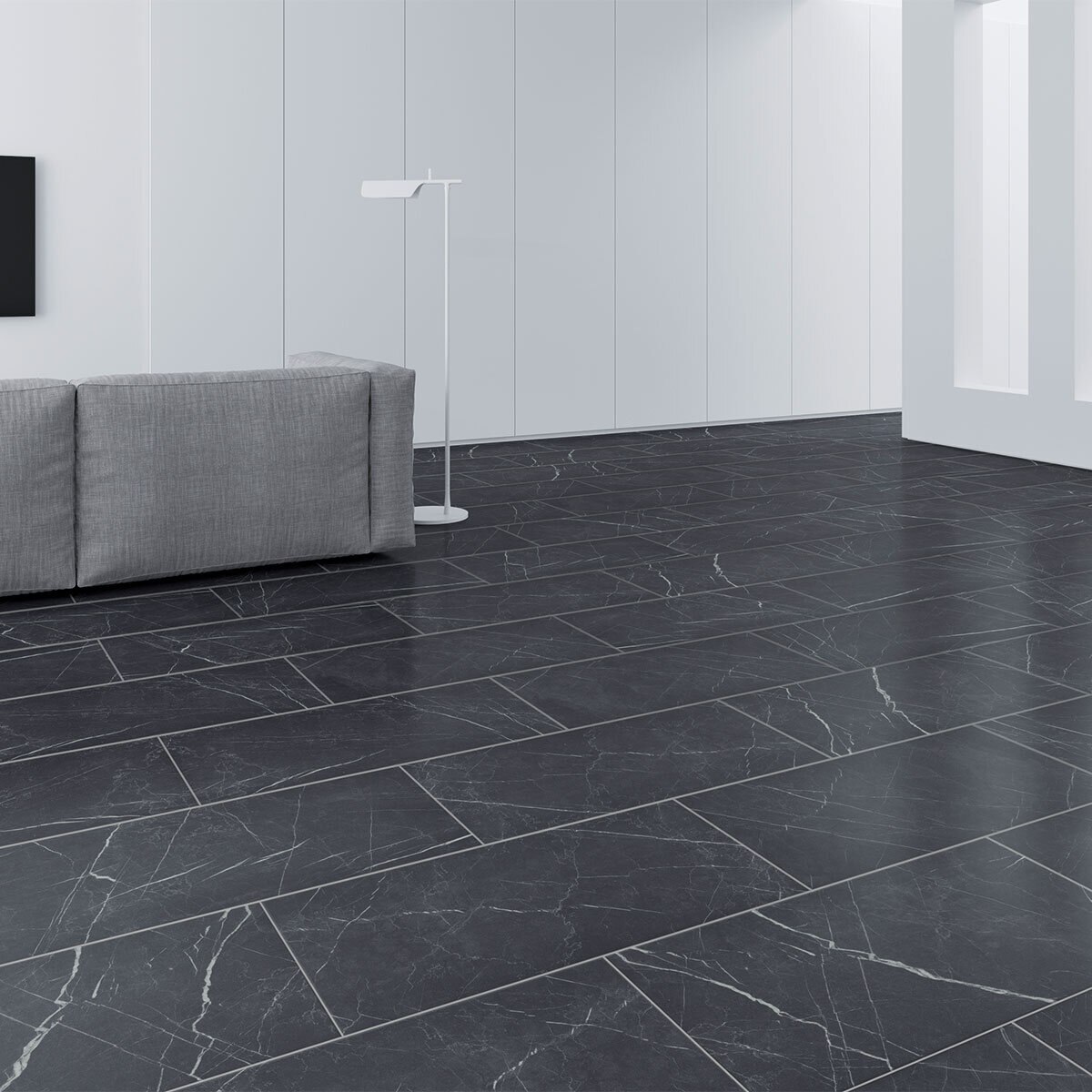Faus Black Marble Effect 8mm AC6 Laminate Flooring Planks...