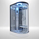 Insignia Diamond 1100mm Offset Quadrant Steam Shower with Black Frame