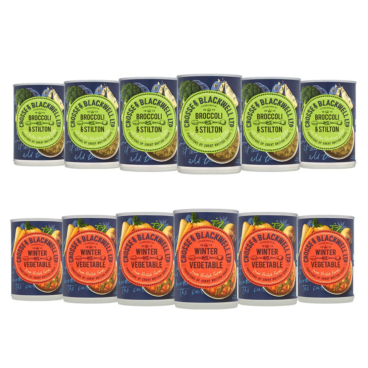 Crosse & Blackwell Soup, Broccoli & Stilton 6 x 400g and Winter Vegetable, 6 x 400g (12x400g)