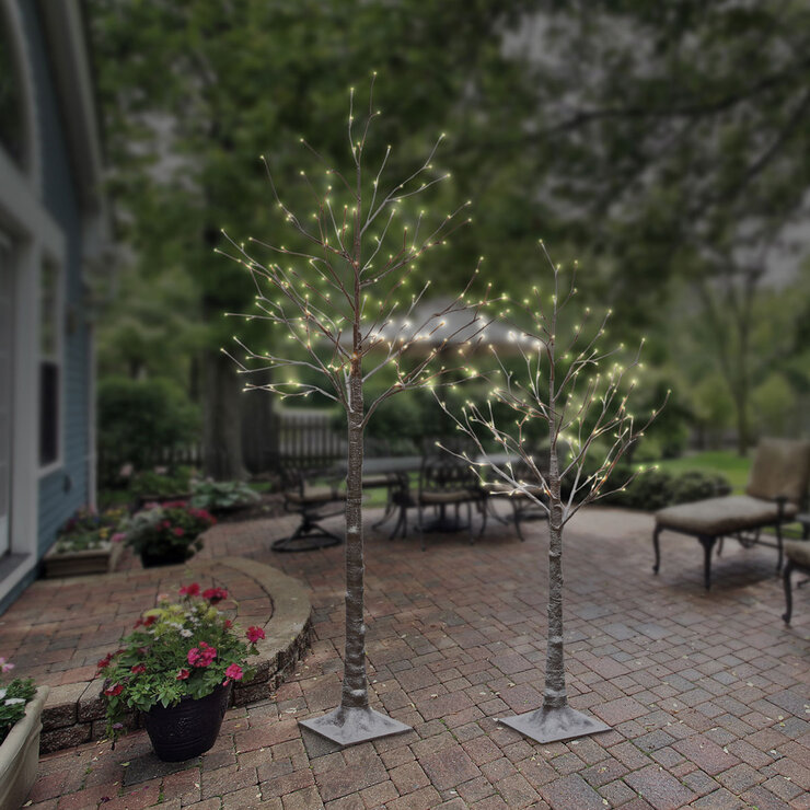 5ft 6 Inch (1.6m) 2 piece Twinkle Brown Flocked Twig Trees with 296 LED Lights 5ft 6 Inch (1.6m) 2 piece Twinkle Brown Flocked Twig Trees with 296 LED Lights