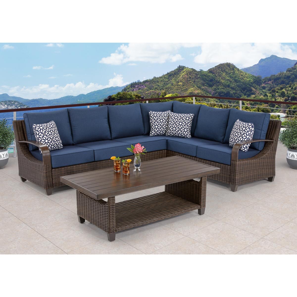 Pacific Casual Belhaven 6 Piece Sectional Patio Set