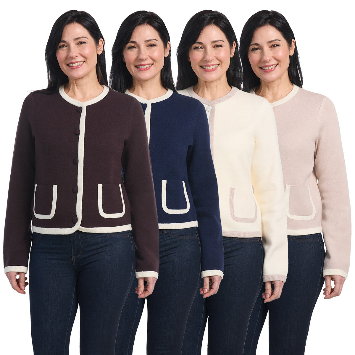 Dalia Ladies Contrast Trim Cardigan