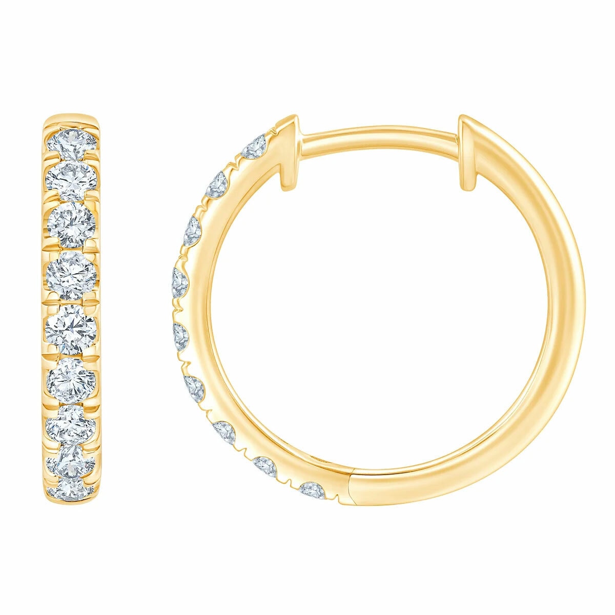 0.50ctw Round Brilliant Cut Diamond Hoop Earrings, 14ct Yellow Gold