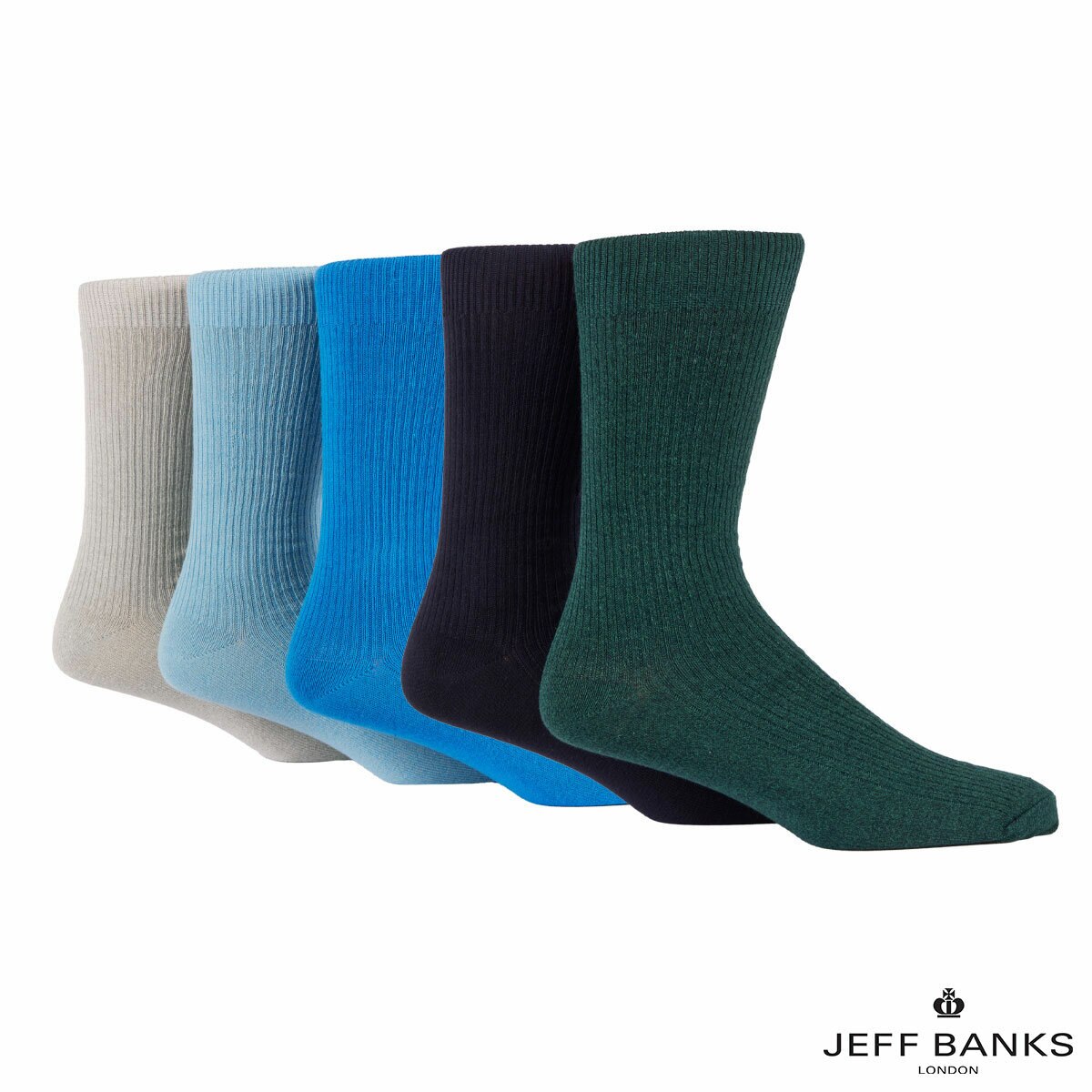 Jeff Banks Men's Ribbed Sock 10 Pack in Blue