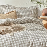 Yard Barton 100% Cotton Natural Gingham Duvet Cover Set in 4 Sizes Yard Barton 100% Cotton Natural Gingham Duvet Cover Set in 4 Sizes