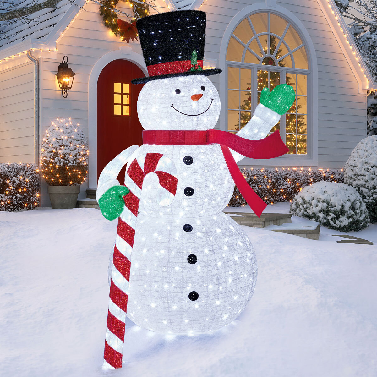 8ft (2.4m) Indoor / Outdoor Pop-Up Snowman with 520 LED L...