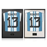 Christian Romero Signed Framed Argentina Football Shirt in 2 Options: White or Black Mount