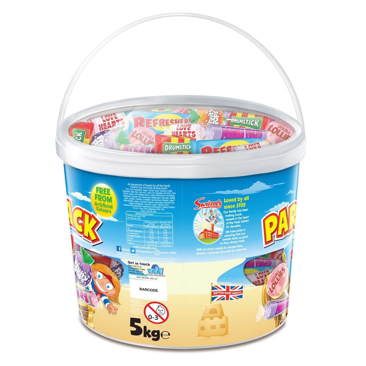 Swizzels Party Pack Bucket Back of Pack
