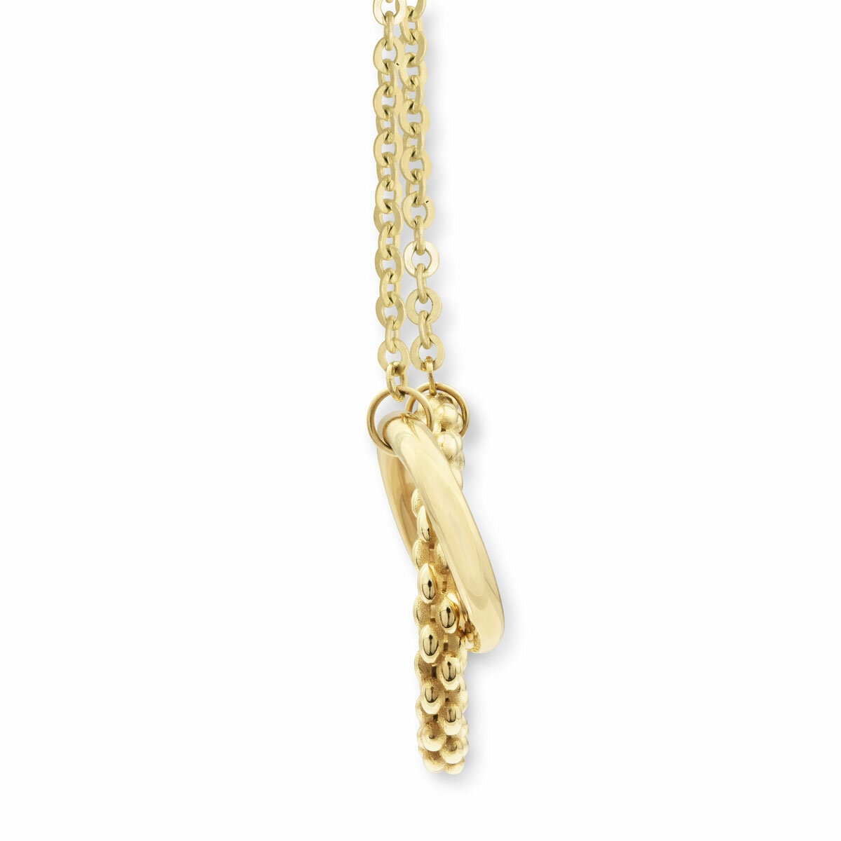 14ct Yellow Gold Textured Interlocking Hoop Necklace