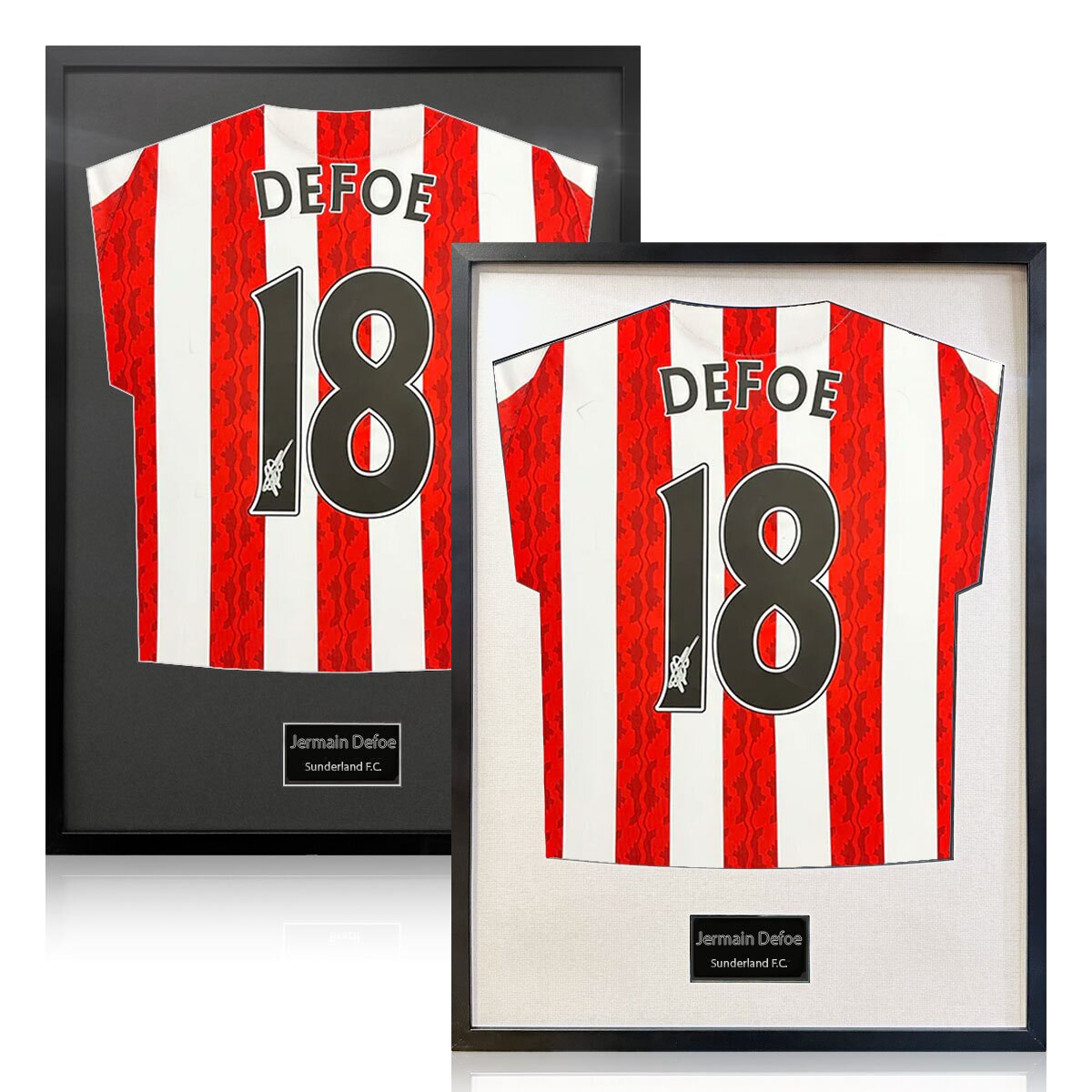 Jermain Defoe Signed Framed Sunderland Football Shirt in 2 Options: White or Black Mount Jermain Defoe Signed Framed Sunderland Football Shirt in 2 Options: White or Black Mount