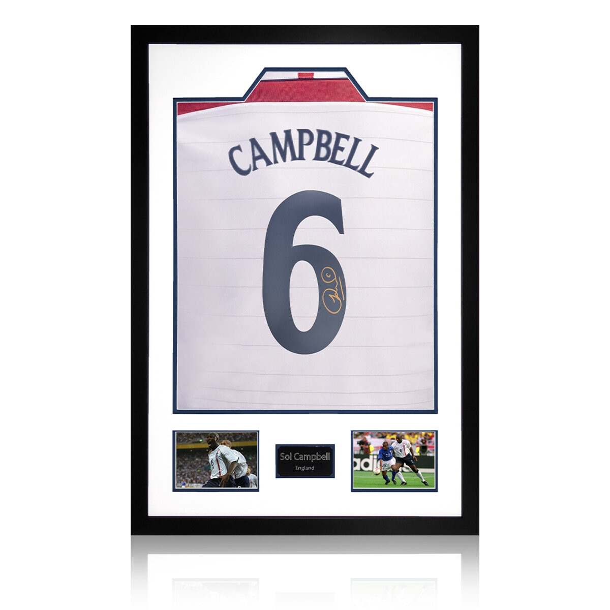 Sol Campbell Signed England Shirt Premium Frame