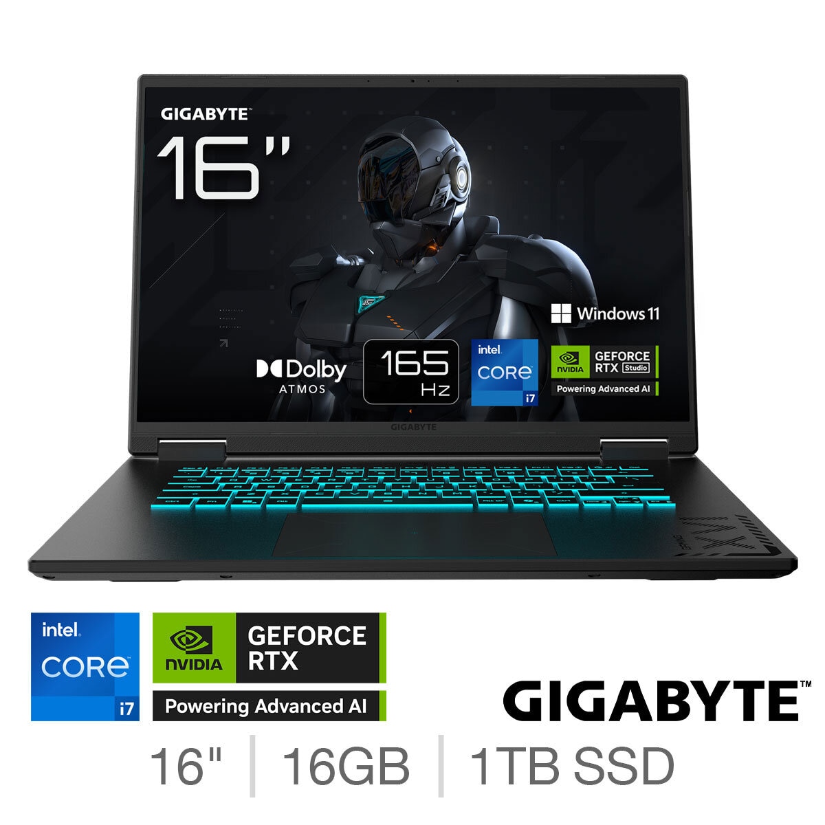 Gigabyte A16, Intel Core i7, 16GB RAM, 1TB SSD, NVIDIA GeForce RTX 5060, 16 inch Gaming Laptop, CVHI3UK894SH