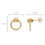 Circle Earrings with Cross Over Detail, 14ct Yellow Gold