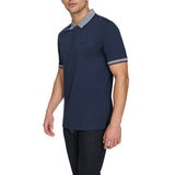 DKNY Men's Zip Collar Polo in Navy, Large