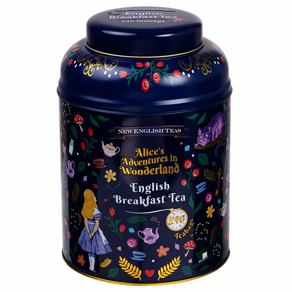 New English Teas Alice in Wonderland Tea Caddy, 240 Breakfast Tea Bags