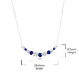 Round Cut Blue Sapphire & 0.37ctw Diamond Necklace, 18ct White Gold