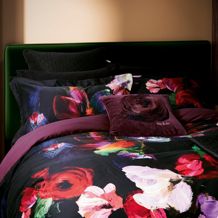 Ted Baker Expressionist Floral Black Duvet Cover Set, Double Ted Baker Expressionist Floral Black Duvet Cover Set, Double