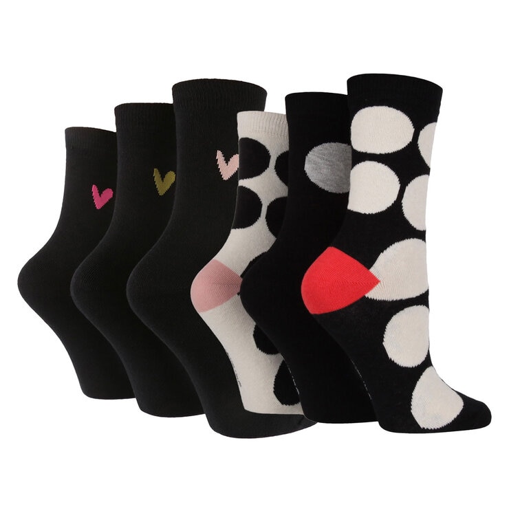 Caroline Gardner Ladies Crew Sock 6 Pack in Black Caroline Gardner Ladies Crew Sock 6 Pack in Black