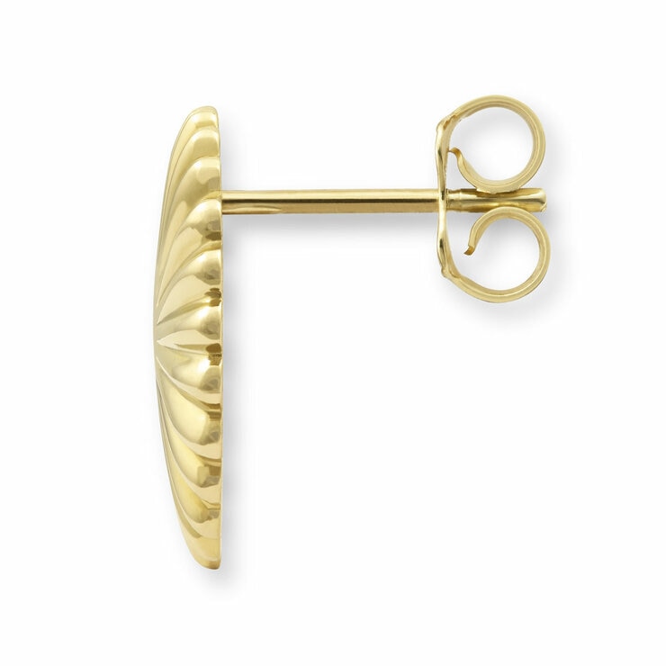 14ct Yellow Gold Textured Disc Stud Earrings