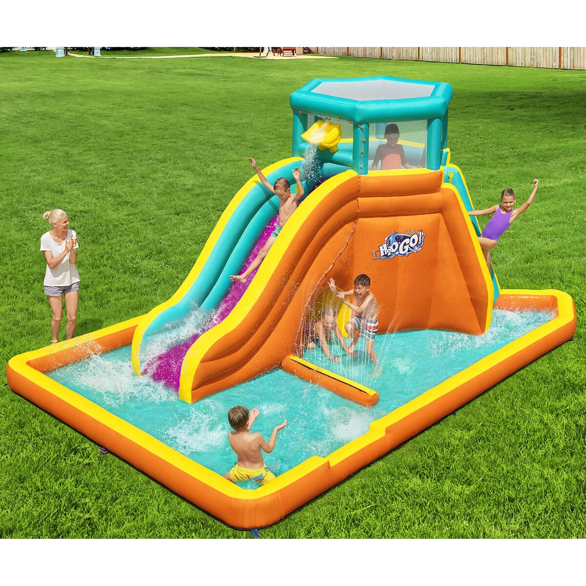 Lifestyle image of a child going down the slide