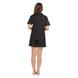 Flora Nikrooz Satin 2 PC Short Notch Pyjama Set in Black