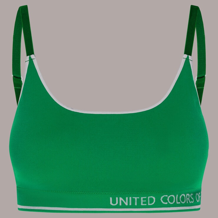 United Colors of Benetton Seamless Bra 2 Pack in Black & Green, Medium