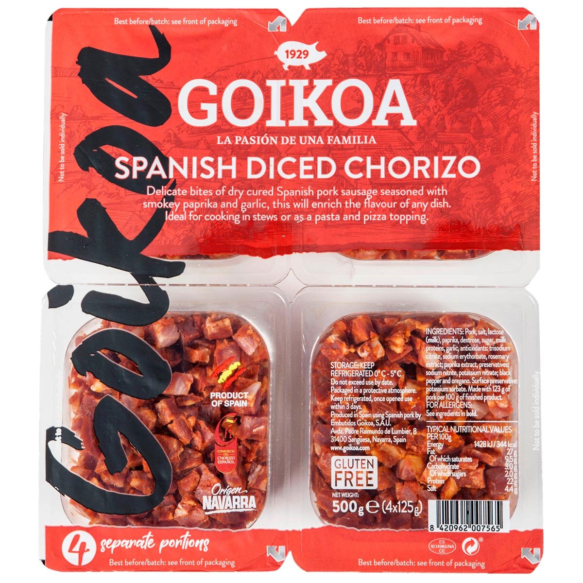 x 125g Pack of Goikoa Spanish Diced Chorizo