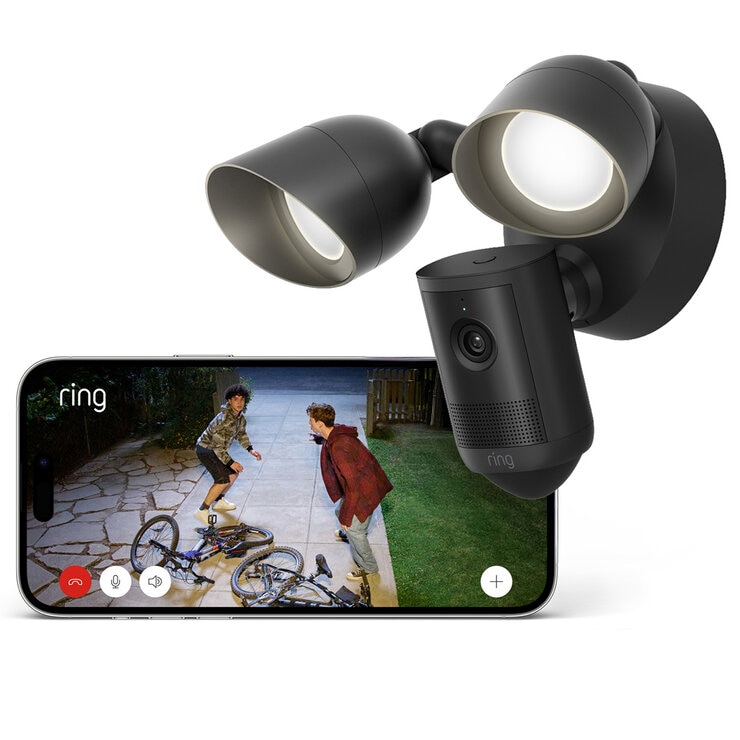 Ring Floodlight Cam (2nd Gen) - Wired - White Security Camera - Retinal 2K - 2 Pack