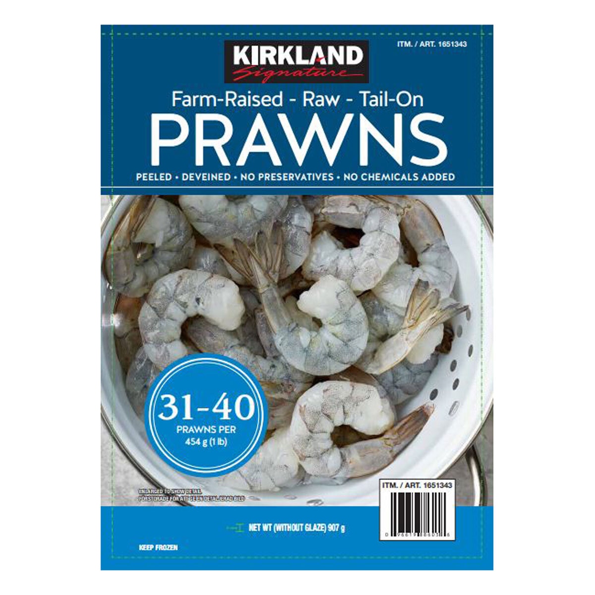 Kirkland Signature Raw Tail On Prawns, 31/40,  980g