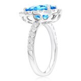 Pear Cut Blue Topaz & 0.66ctw Diamond Ring, 18ct White Gold