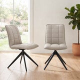 Indus Valley Skylar Taupe Faux Leather Dining Chair, 2 Pack