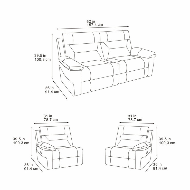 Lucca Grey Fabric Power Reclining 2 Seater Sofa