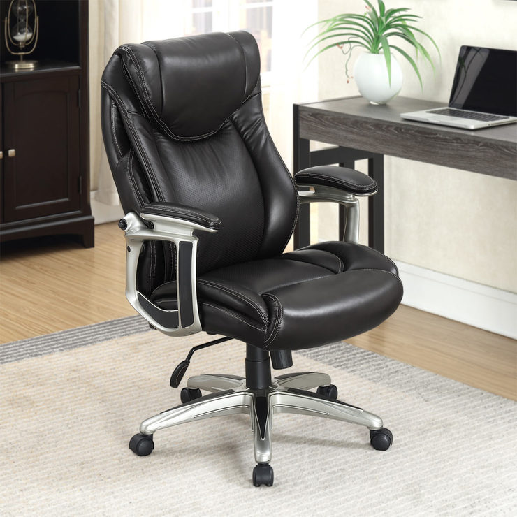 True Innovations Black Leather, Black Leather Executive Desk Chair