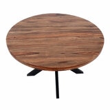 Indus Valley Henley Round Wooden Dining Table + 4 Brown Chairs