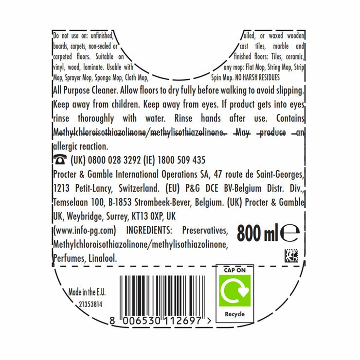 Flash Direct to Floor Cleaner All Purpose Lemon, 3 x 800ml Flash Direct to Floor Cleaner All Purpose Lemon, 3 x 800ml