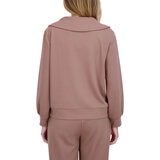 DKNY Ladies Waffle Knit 1/2 Zip in Brown, Medium