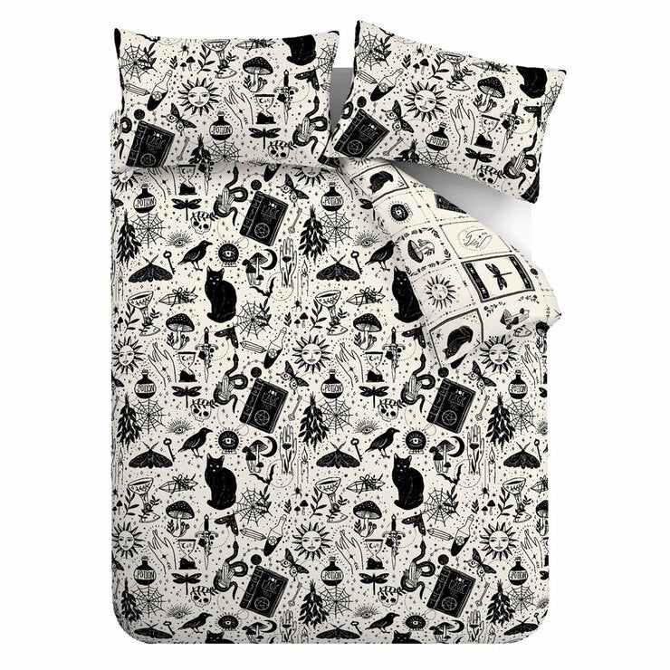 Catherine Lansfield Black Enchanted Witchcraft Single Duvet Cover Set