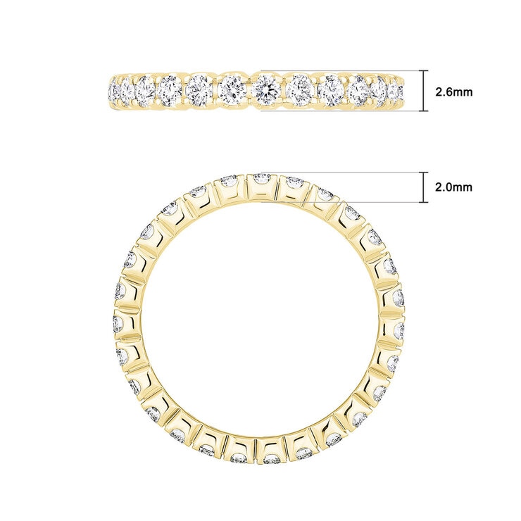 1.00ctw Round Brilliant Cut Claw Set Eternity Ring, 18ct Yellow Gold