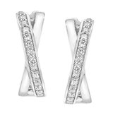 0.25ctw Cross Hoop Diamond Earrings, 14k White Gold