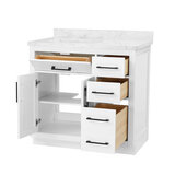Alonso 36" Vanity shown with drawers open