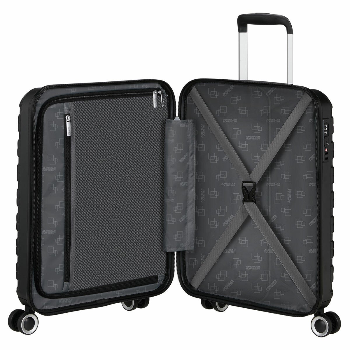 American Tourister 3pc Luggage Set Spinner Case In Black American Tourister 3pc Luggage Set Spinner Case In Black