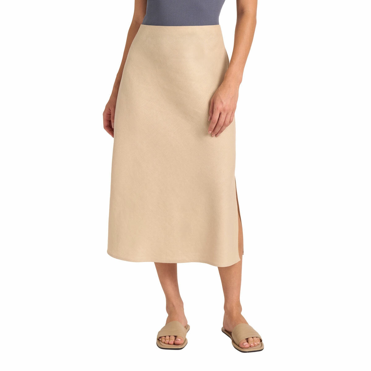 Matty M Women's Linen Skirt in Beige