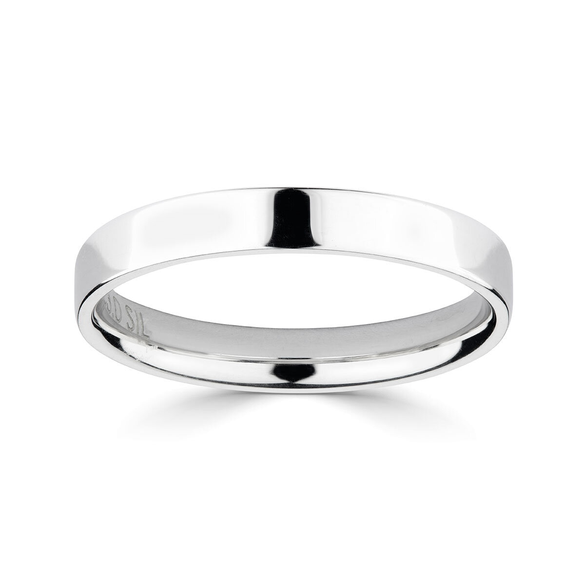 3.0mm Basic Light Court Wedding band. 18ct White Gold