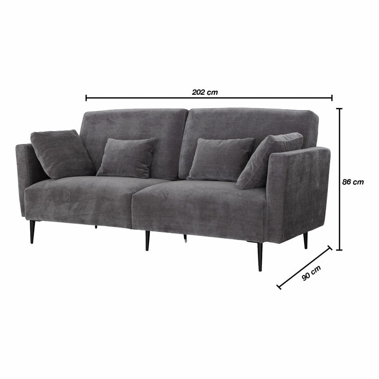 MOONAP Monroe Dark Grey Fabric 3 Seater Sofa MOONAP Monroe Dark Grey Fabric 3 Seater Sofa