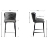 Bentley Designs Grey Faux Leather Diamond Stitch Bar Stool, 2 Pack