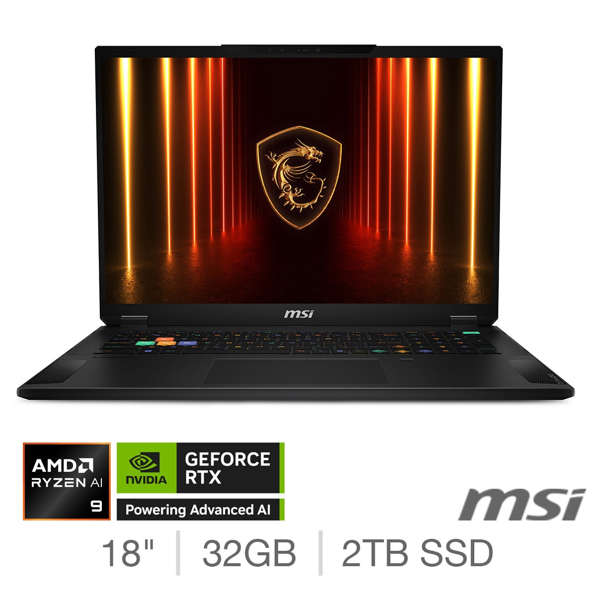 MSI Stealth, AMD Ryzen AI9, 32GB RAM, 2TB SSD, NVIDIA GeForce RTX 5070Ti, 18 Inch Gaming Laptop