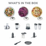 Kenwood Multipro Compact Plus Food Processor showing what's in the box Kenwood Multipro Compact Plus Food Processor showing what's in the box