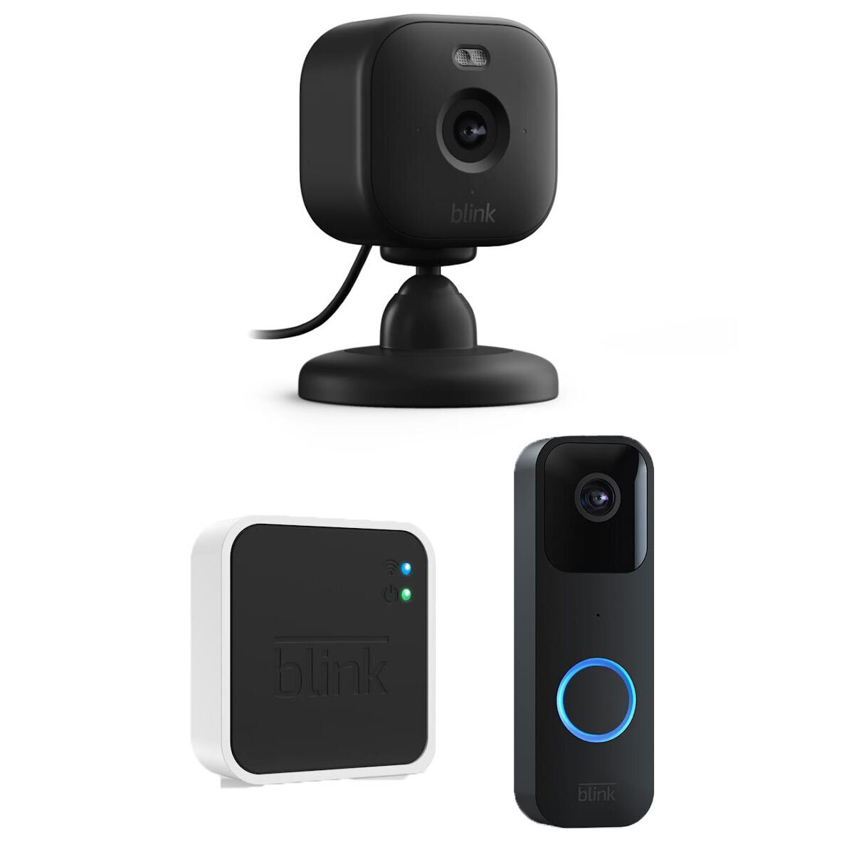 Blink Video Doorbell Sync Module in Black Blink Mini 2 Cam in Black